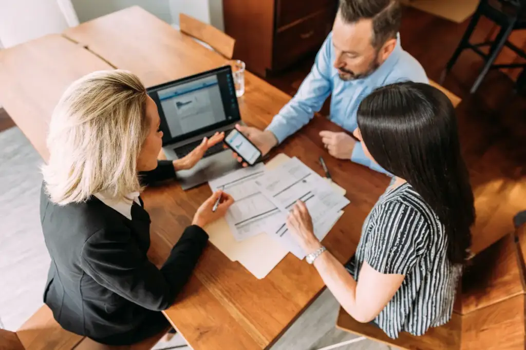 Financial advisor working with clients