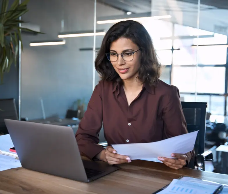 A woman performing accountant duties.