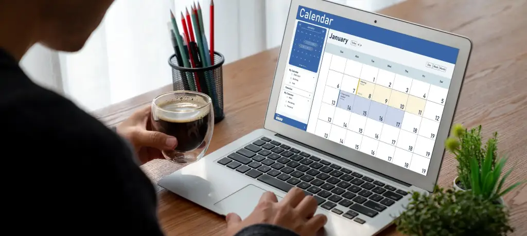 Business professional reviewing their calendar